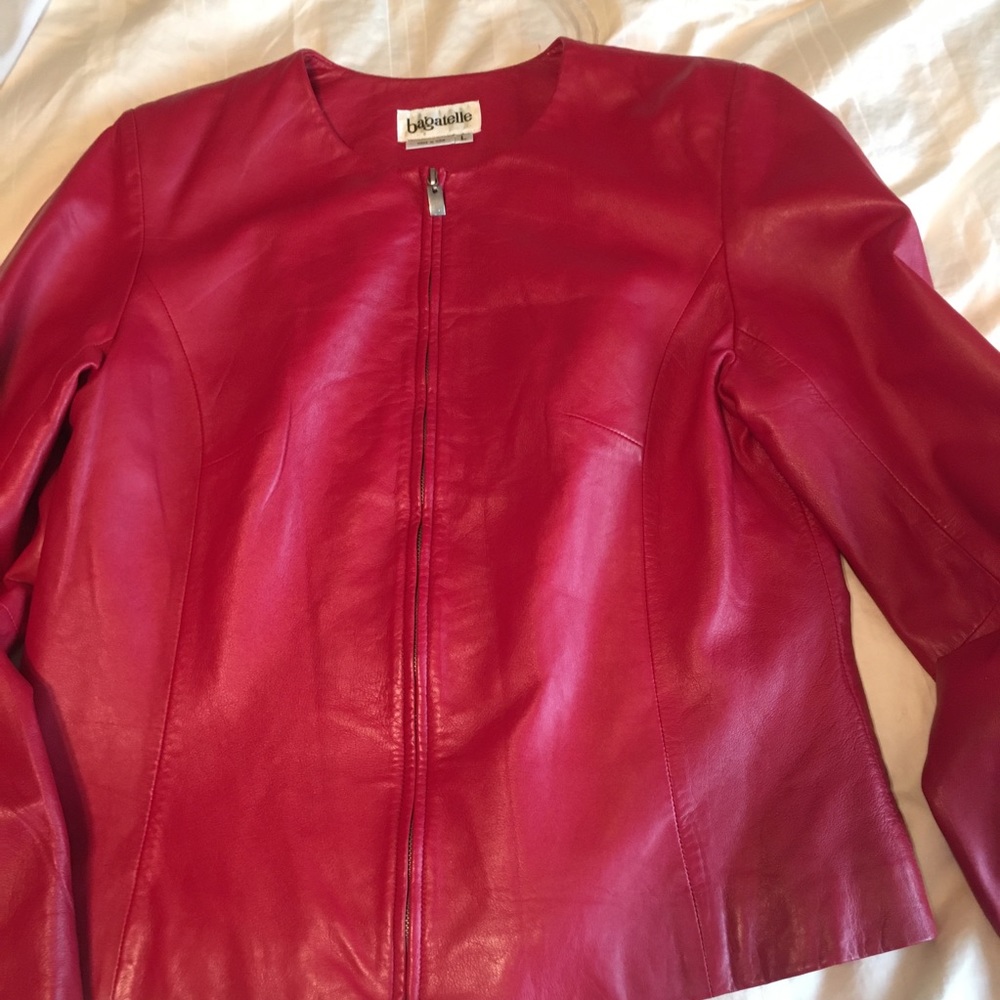 Fitted True Red Leather Jacket